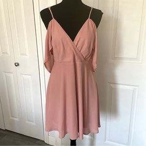 Lulu’s Candlelight Bistro Mauve Off-the-Shoulder Skater Dress